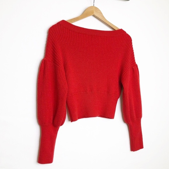 Lovers and friends, Dash, red V-neck puffed sleeve sweater ❤️ - Picture 9 of 10